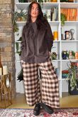 Nora Brushed Cotton Gingham Kick Pant Coffee Bean